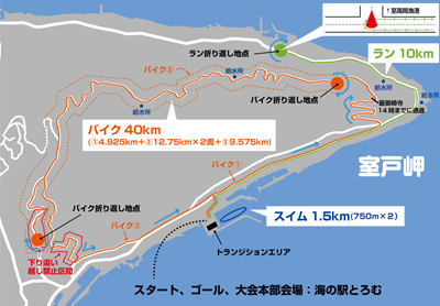室戸ジオパークトライアスロン　マップ